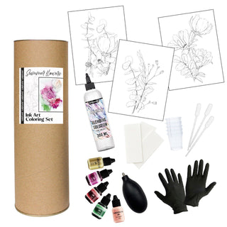 Ink Art Coloring Set 'Summer Flowers' - Alcohol Ink Set - KAMENSKAYA