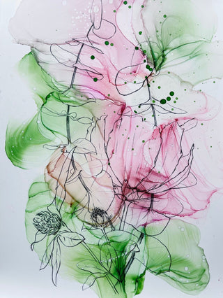 Ink Art Coloring Set 'Summer Flowers' - Alcohol Ink Set - KAMENSKAYA