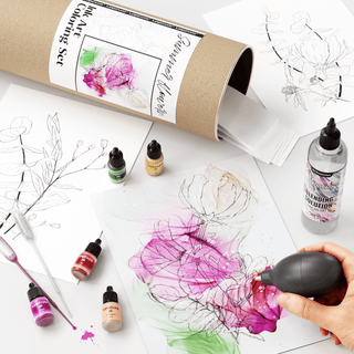 Ink Art Coloring Set 'Summer Flowers' - Alcohol Ink Set - KAMENSKAYA