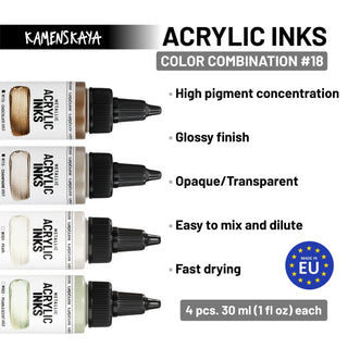 Metallic Acrylic Ink Set – Champagne Pearls (4 Pack) - Metallic Acrylic Inks - KAMENSKAYA