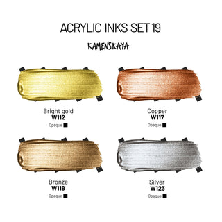 Metallic Acrylic Ink Set – Essential Metallics (4 Pack) - Metallic Acrylic Inks - KAMENSKAYA