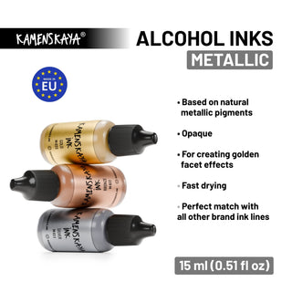 Metallic Alcohol Ink M - 011 'Silver' - Alcohol Ink, Metallic Collection - KAMENSKAYA