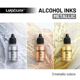 Metallic Alcohol Ink M - 033 'Gold' - Alcohol Ink, Metallic Collection - KAMENSKAYA