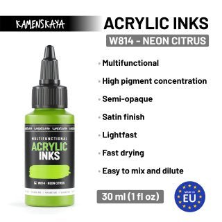 Neon acrylic ink W814 "Neon citrus" - Acrylic Ink - KAMENSKAYA