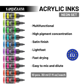 Neon Acrylic Paint Set - Acrylic Ink - KAMENSKAYA