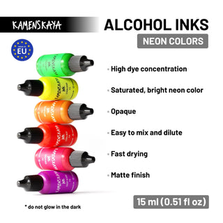 Neon Alcohol Ink F - 16 "Magic Bloom" - Alcohol Ink, Neon Collection - KAMENSKAYA