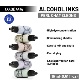 Pearl Alcohol Ink Set - Alcohol Ink, Nacre - Chameleons Collection - KAMENSKAYA