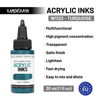 W1123 Turquoise - Acrylic Ink - KAMENSKAYA