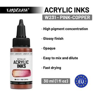 W231 Pink - copper - Acrylic Ink - KAMENSKAYA